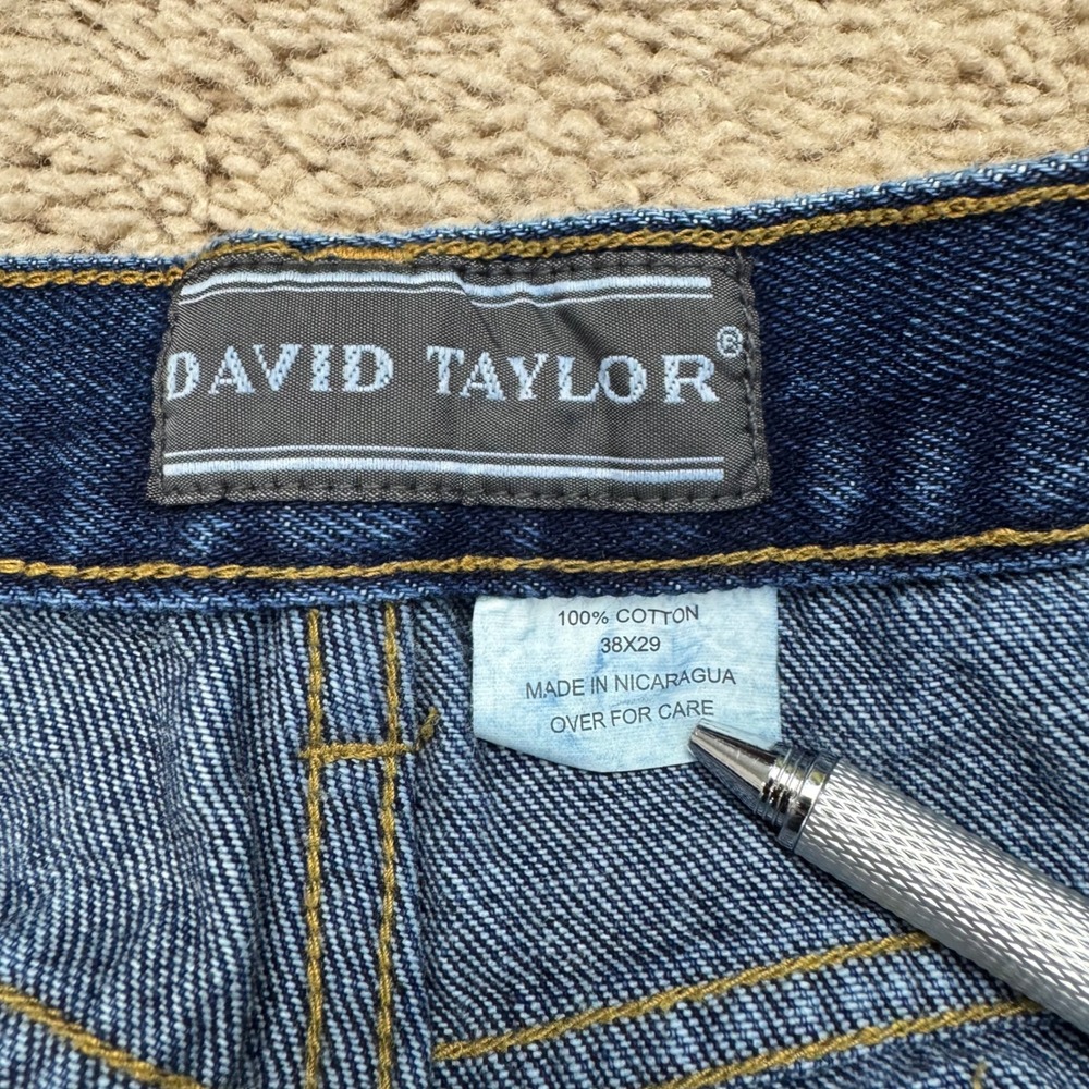 David Taylor Denim Jeans Mens 36x28 Actual) Blue Straight Leg Cotton Pants - Picture 5 of 9
